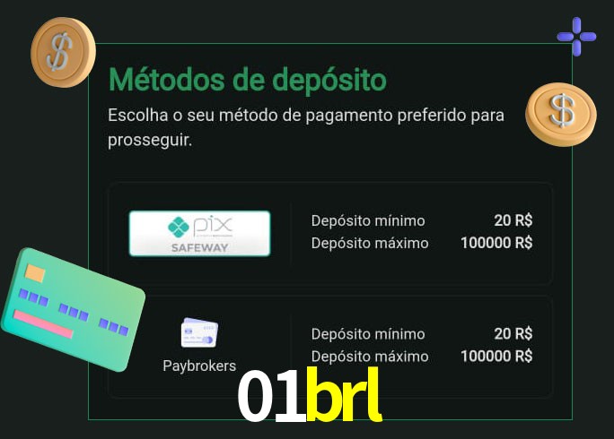 O cassino 01brl oferece uma grande variedade de métodos de pagamento
